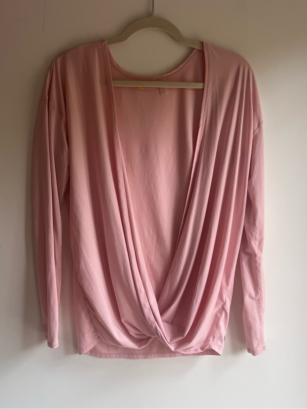 Zella Blush Pink Draped Twist-Front Long-Sleeve Top
